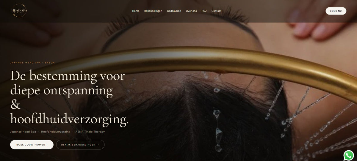 Desktopweergave van Head Spa Paradise